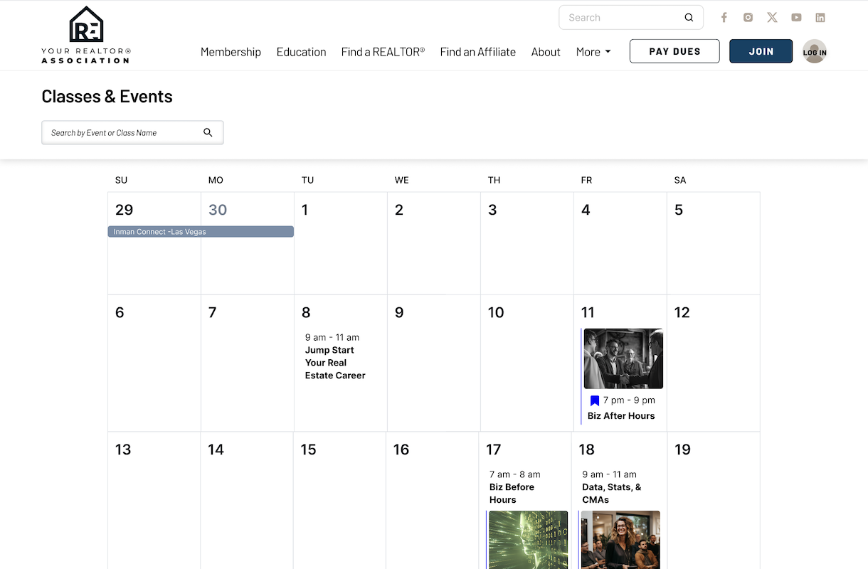 Realtor Membership Calendar